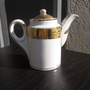 Vintage White and Gilt China Coffee Pot